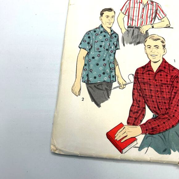 Advance Vintage 1950's Pattern #8167 Men's Sport Shirt Size Medium - Picture 5 of 6